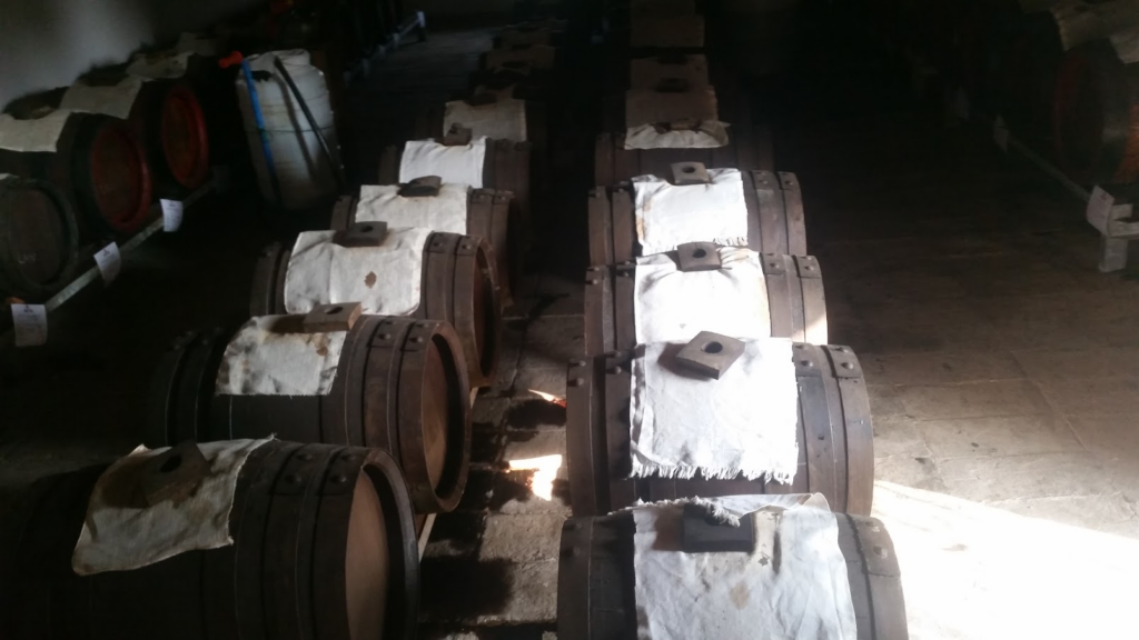 Barrels aging balsamic vinegar in Modena